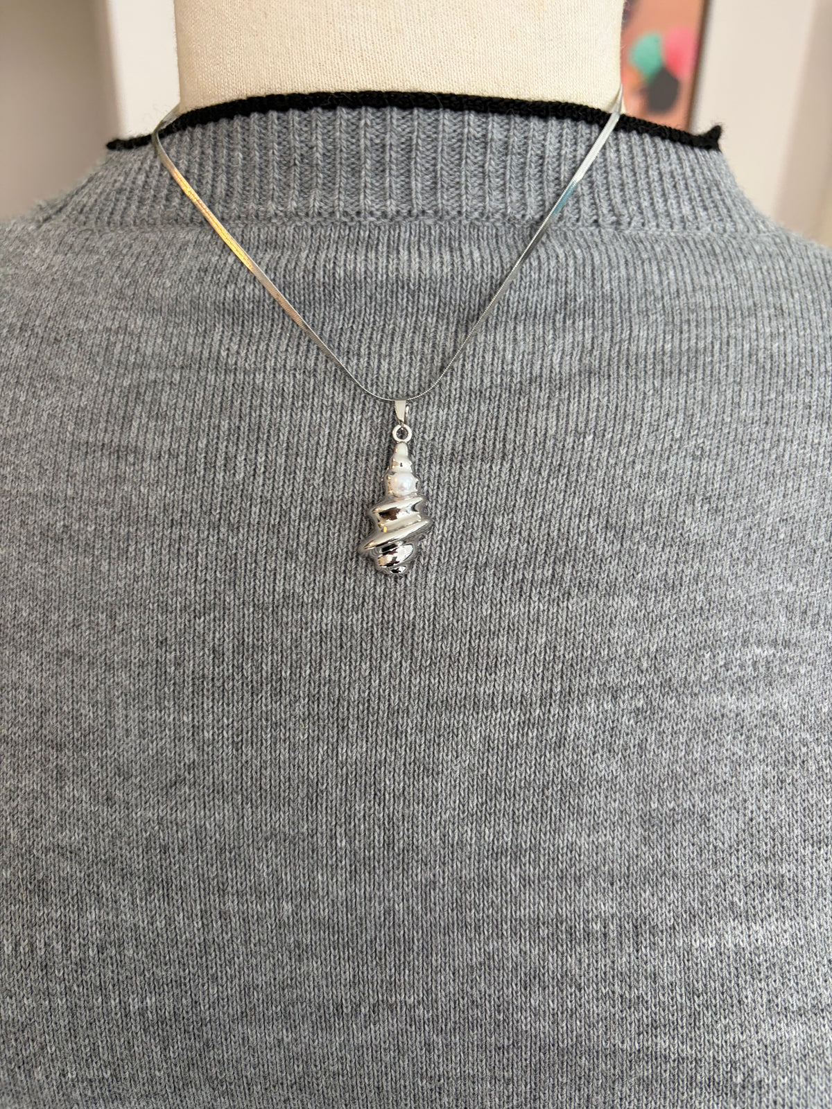 Collier coquillage argenté