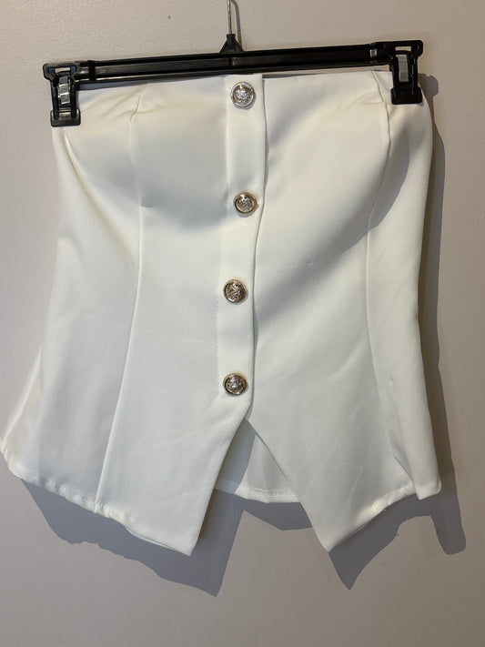 Top bustier blanc avec détails doré