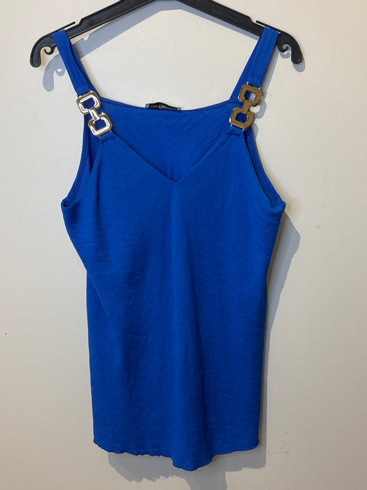 Débardeur bleu avec détails doré